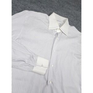 Marol Bologna Dress Shirt Men's 40 White Striped Button Up 15 3/4 Italy Cotton *